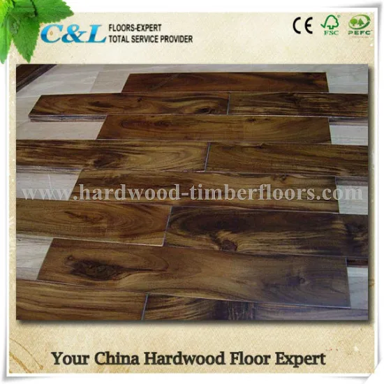 UV lacquered Handscraped Acacia(Asain walnut ) hardwood flooring