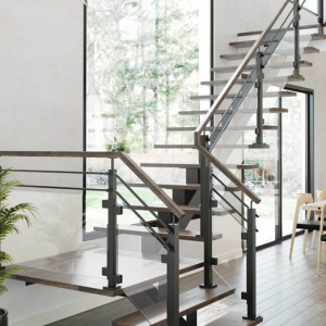 Home-commercial Solid Steps Single Stringer Steel Stairs