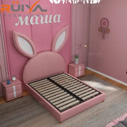 Princess Pink Rabbit Shape Bed Set for Girls' Bedroom Furniture