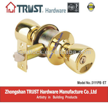 3111PB-ET:TRUST ANSI Grade 3 Cylindrical Knob Lock with brass cylinder