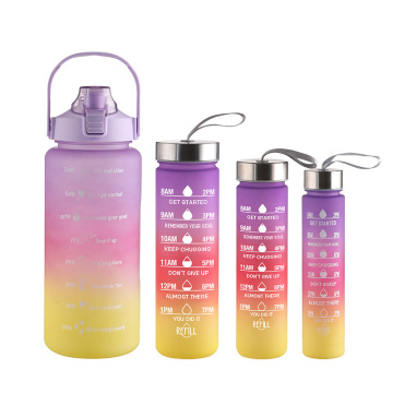 4-in-1 Sport Water Bottle Set with Straw and Motivational Stickers for Gym Fitness