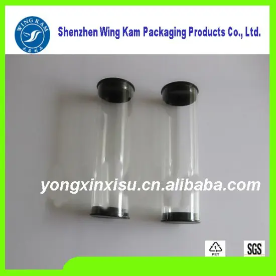 clear plastic PP cylinder container package with 34mm inner diameter caps
