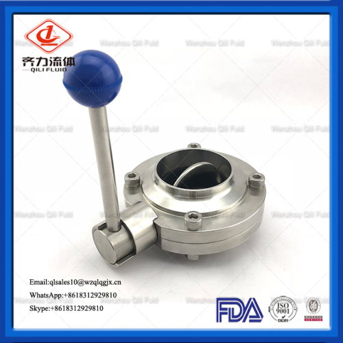 Sanitary Stainless Steel Manual Welded Butterfly Valve