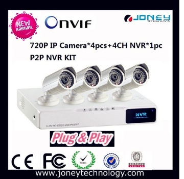 Onvif H. 264 4CH IP Camera NVR Kit