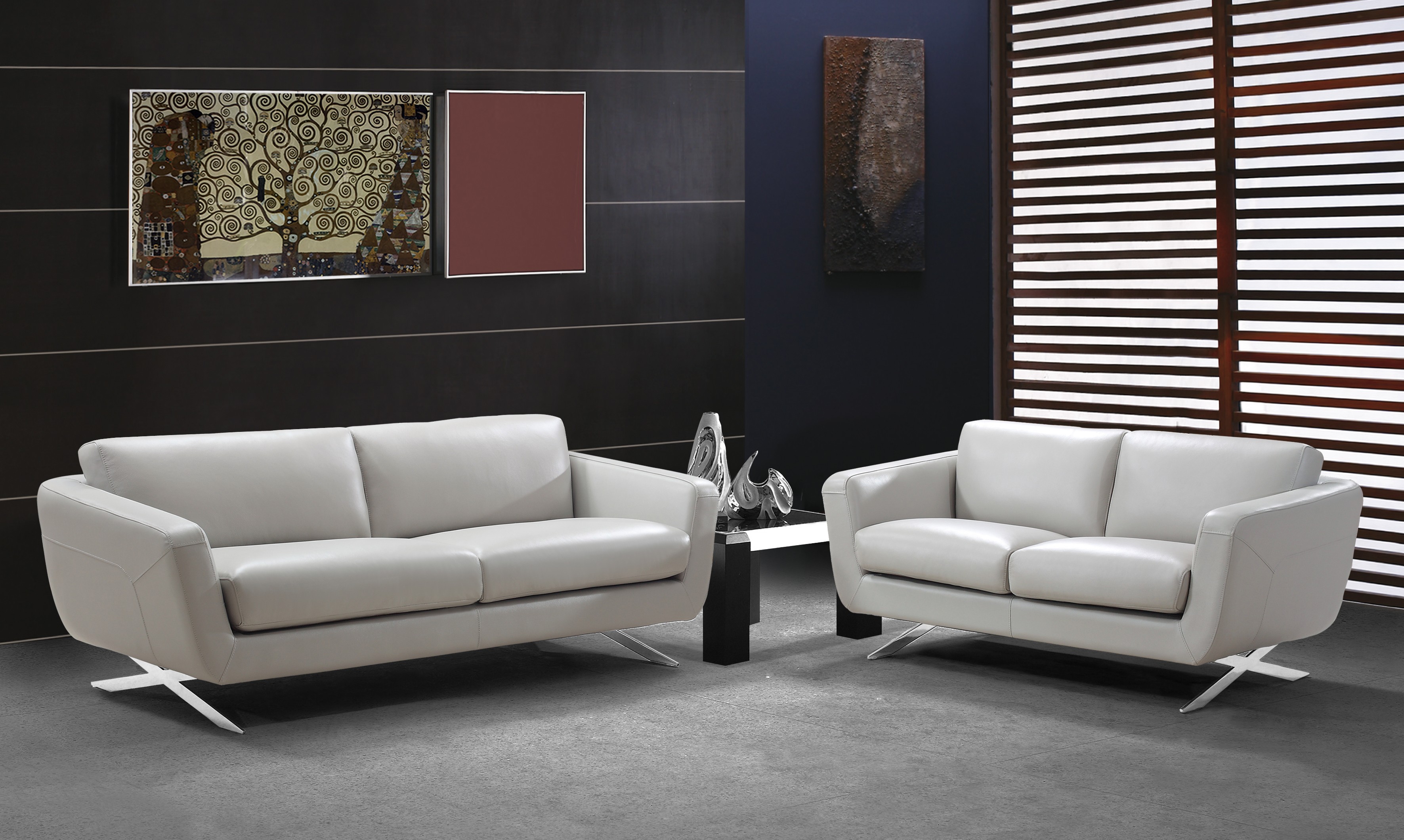 Moderner Luxus mit dem grauen Ledersofa Set