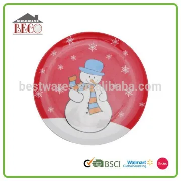 Red snowman pattern cheap melamine plate
