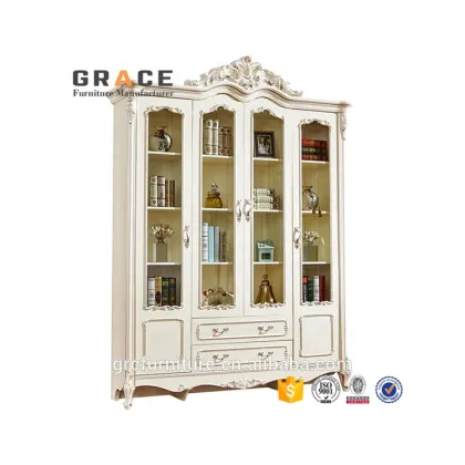 Glass Bookcase Display Shelf Furniture