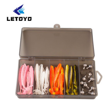Letoyo 51pcs/71pcs t ekor memancing ikat -ikat lembut diatur dengan kait kepala jig