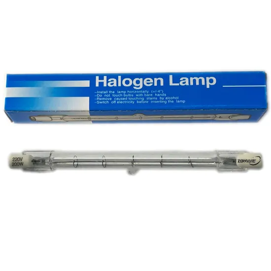 J118 R7S 200W Clear Quartz Glass Halogen Linear Tube Lamp - Equivalent to 200W Incandescent Bulbs