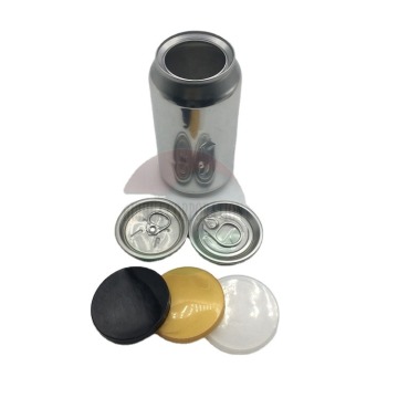 Black Lid with Smooth Metal Closure for Aluminum Cans - Easy Open End Plastic Cap
