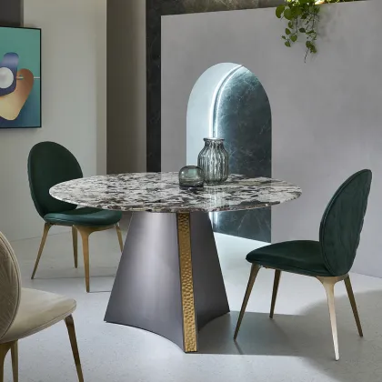 Minimalist Beige Marble Dining Table