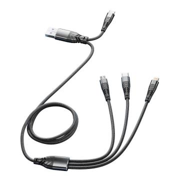3-in-1 Charging Cable: USB C to USB A Aluminum Shell Cable