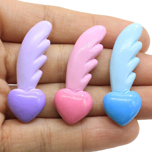 Supply 100Pcs Candy Color Heart Feathers Resin Cabochon Craft Girls Hair Clip Ornament Making Jewelry Decoration Accessories