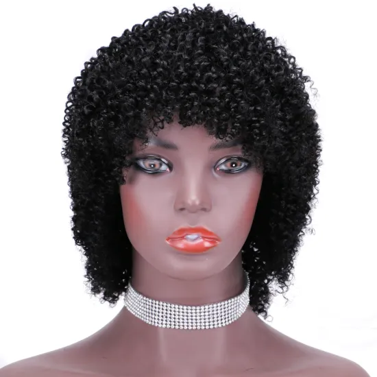 Short bob afro curly wholesale inch pixie cut wave black cheap glueless brazilian real human hair wigs black women