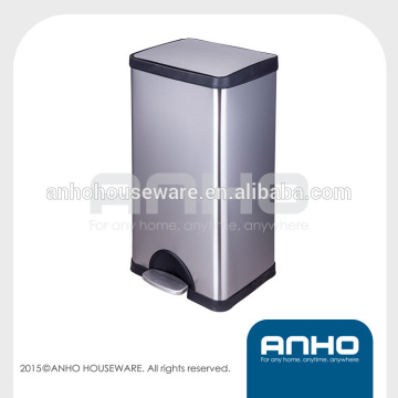 New design stainless steel 30L rubber cover rectangle trash bin