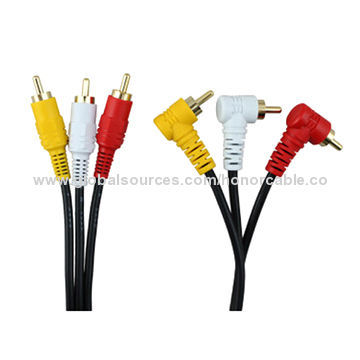 3 RCA to 3 RCA Component Video Cables, Gold Plating Contactors, 90° Angle