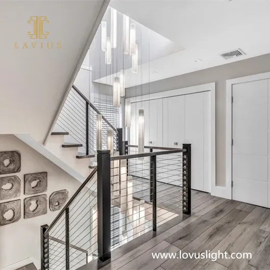 White high luxury crystal stair chandelier modern villa custom stair chandelier