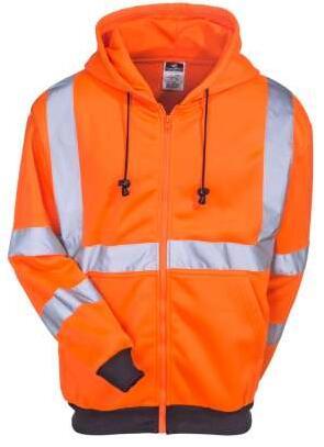 High-Visibility Orange Fleece Hooded Sweatshirt