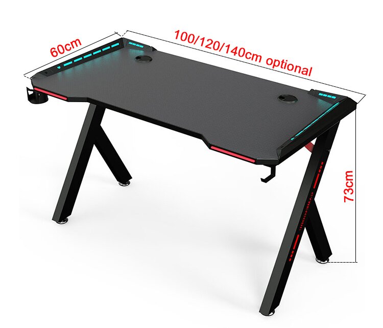 Rgb Gaming Table With Carbon Fiber