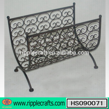 Scrolled Antique Brown Metal Magazine Rack Wholesale