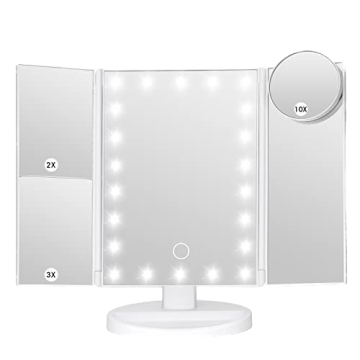22 LED Lighted Vanity Mirror με μεγέθυνση 1x/2x/3x - φόρτιση USB &amp; ρυθμιζόμενη βάση 180 μοιρών