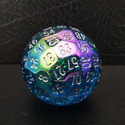 Bescon Dazzling Blue 100 -sidiga tärningar, Game Dice D100, Polyhedral Solid 100 Sides Tärningar 45 mm i diameter (1,8 tum)