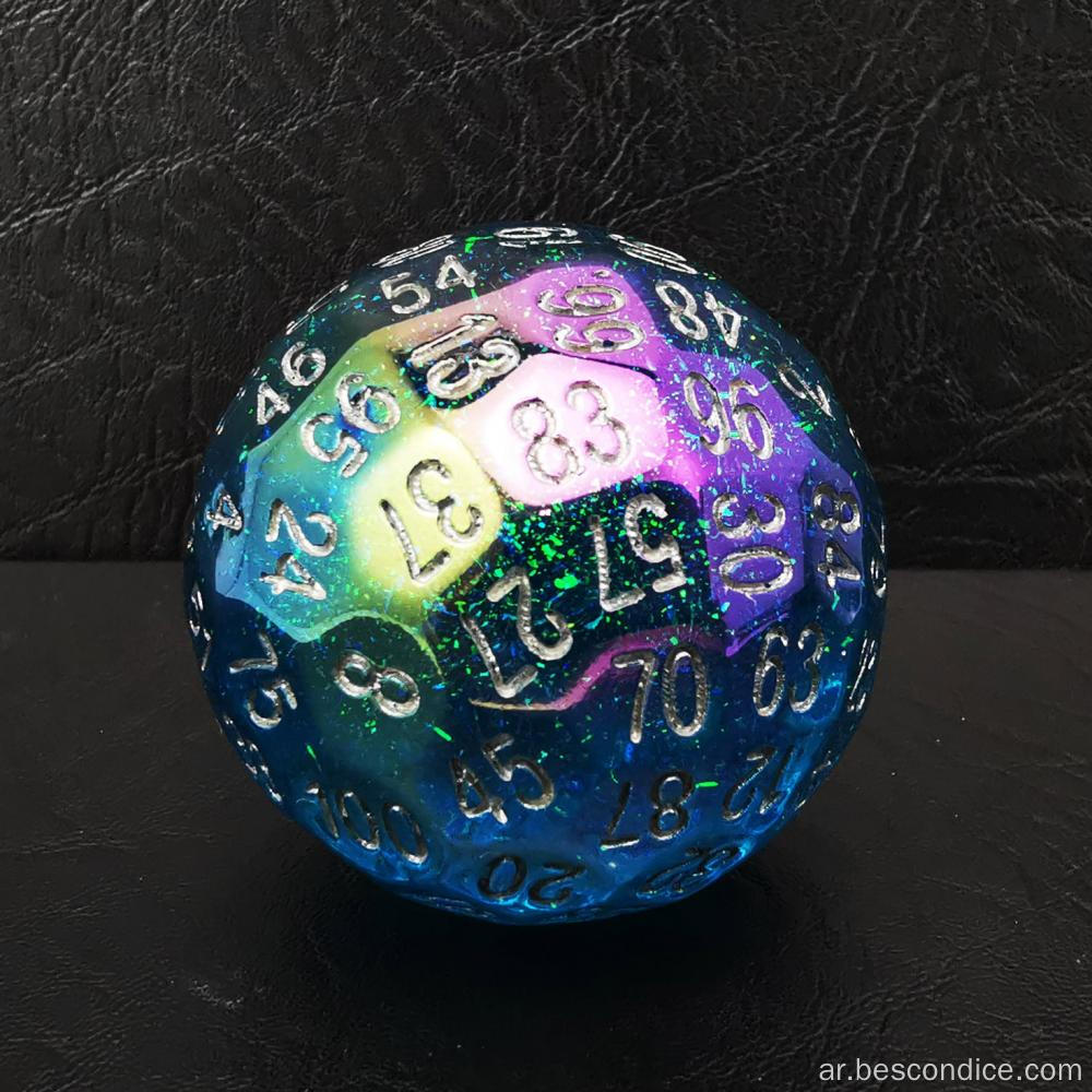 Bescon Plating 100 Side Dice ، Game Dice D100 ، Polydral Solid 100 Sides Dice 45mm في القطر (1.8 بوصة)