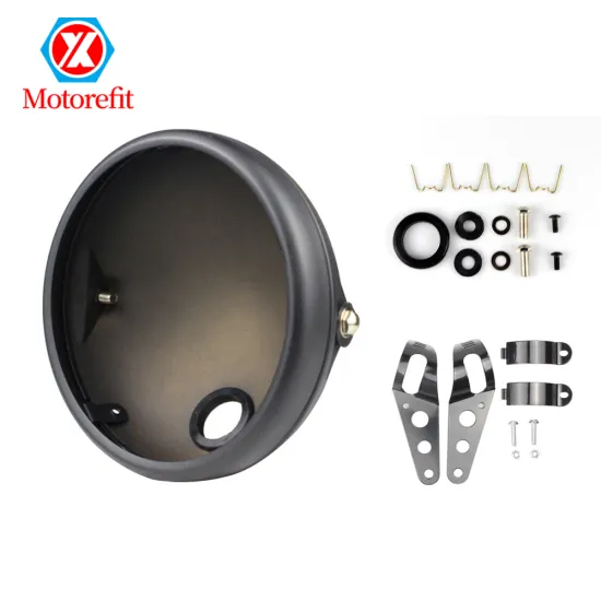 Modified Black/Chrome 7" Retro Headlight Holder for Motorcycles