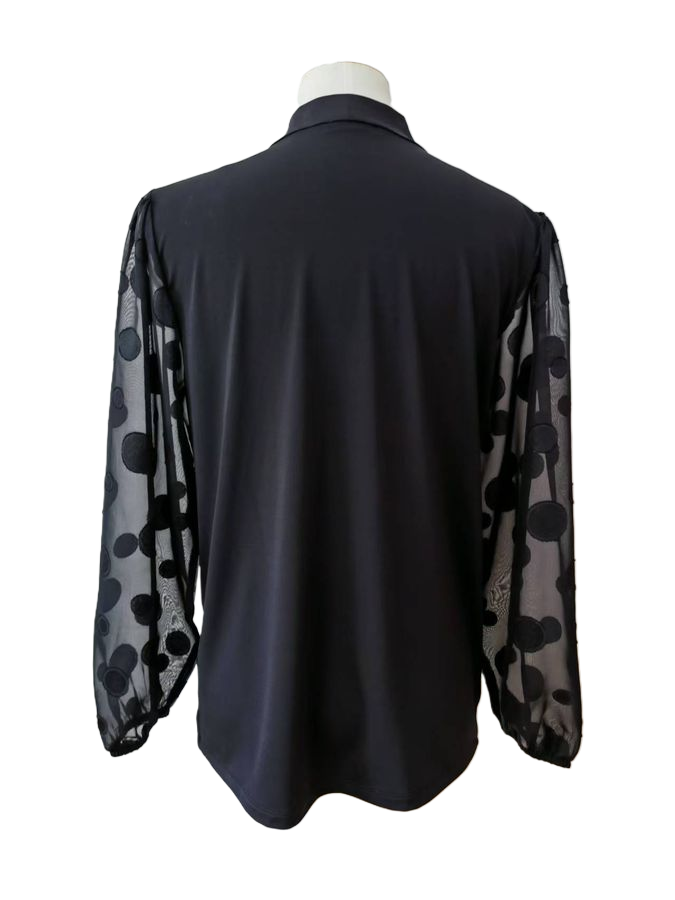 Knit fabric with Jacquard fabric women's Top