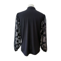 Black BlouseWith Dot Burnout Long Sleeves