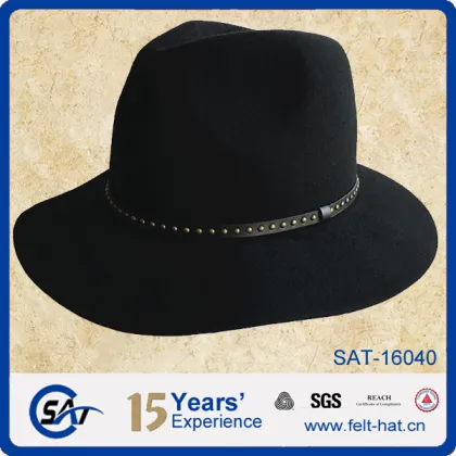 New dome Rolled Pure Wool Large Rims Side Winter women fedora hat Fashion Stetson Hats Fedora