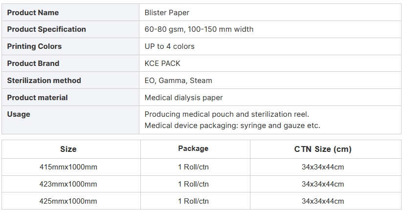 medical blister sealing paper