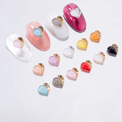 Two Tone Purple Peach Resin Diamond Nail Accessories