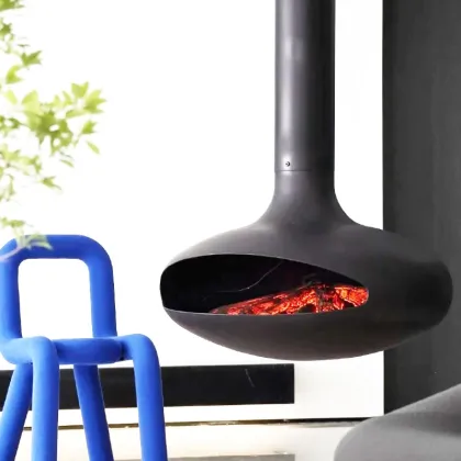 Customized Real Fire Indoor Modern Hanging Fireplace Electric Fire Wood Burning Fireplace