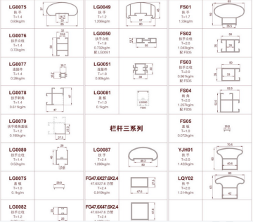 Various designs of aluminum railings