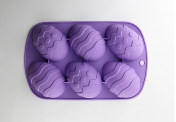 100% Food Grade 6 Cavities Easter Egg Silicone Cake Molds