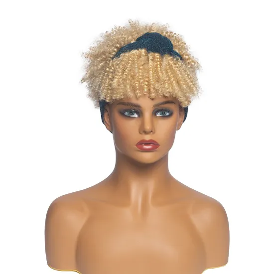 613 Blonde Wholesale Hair for Women Blond Scarf Wig Blue Hairband Short Afro Kinky Curly Headband Wig Synthetic Hair Wigs