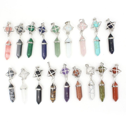 Gemstone Bullet Meditation Healing Pointed Chakra Crystal Stone Random Color Pendants for Necklace Jewelry Making