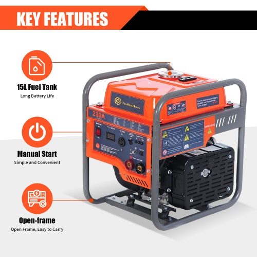 Generador soldador de gasolina de 3kW con tanque de combustible de 15L
