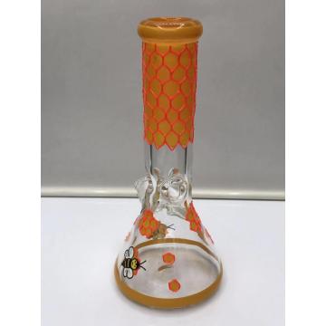 Glass Beaker Bongs with Beautiful Orange Bees Pattern