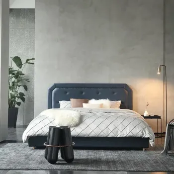 Modern Furniture Fabric King Size Bed with Storage Cabinet