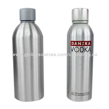 Recyclable Aluminum Spirit Bottles with Epoxy Coating Inner, Passed LFGB Test, Pilfer-proof Cap