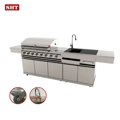Cabinet Customization Gas Grill Barbecue Kitchen Cabinet with Wheels
