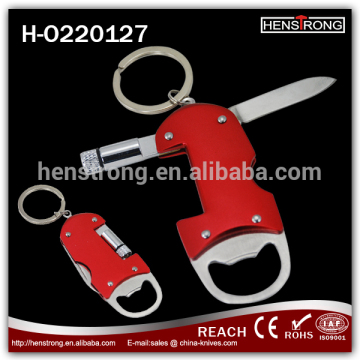 Hot selling multi function can opener keychain with led flashlights