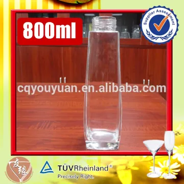 High flint glass material 800ml wide screw top glass bottle with no neck