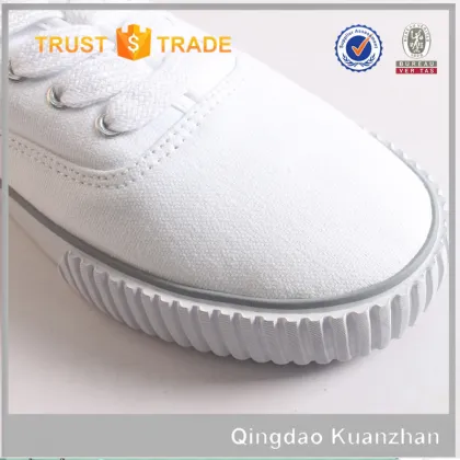 Lace-up white brand canvas shoes