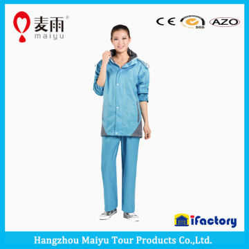 Maiyu waterproof blue pu rain jacket