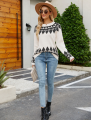 Suéter de bloco de cores soltas vintage feminino