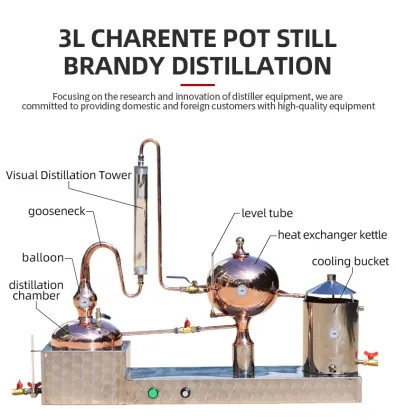 Copper Still Equipment for Brandy and Whiskey Distillation - 3 Liter Copper Pot Still