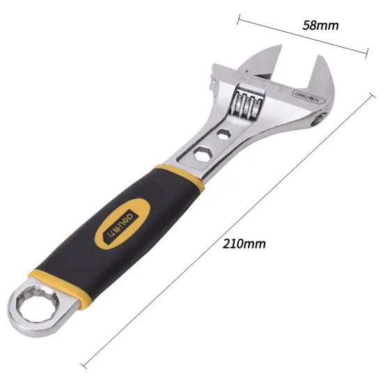 Deli DL30108 tools aluminium alloy 8 inch installation universal adjustable soft grip wrench spanner